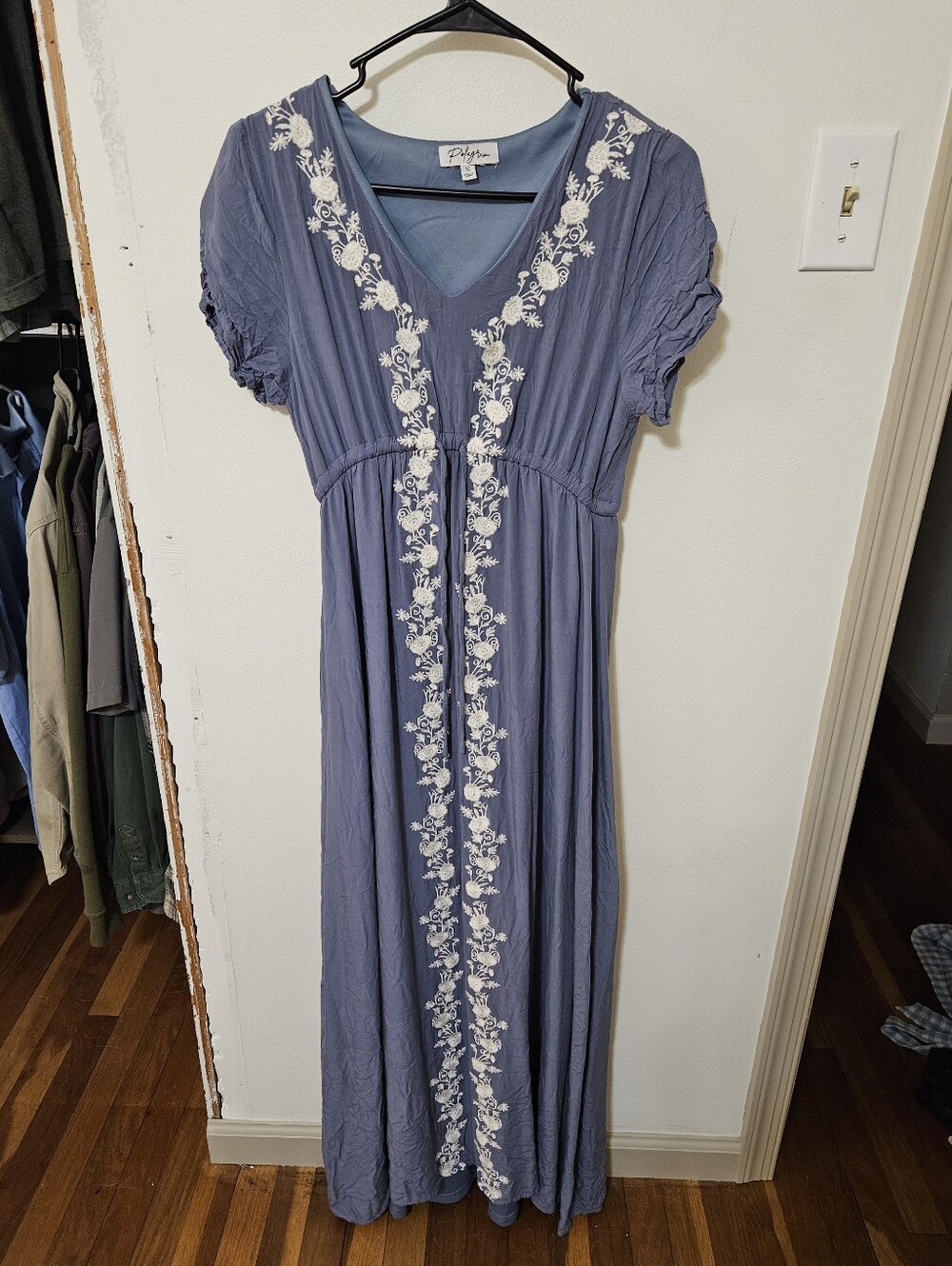 Blue Floral Embroidered MAXI Dress